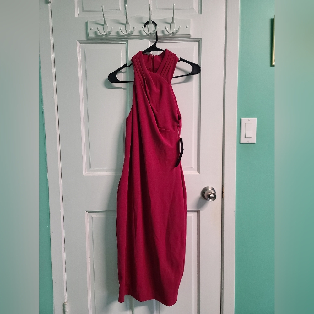 NWT S Rachel Roy Magenta Halter Sheath Dress
